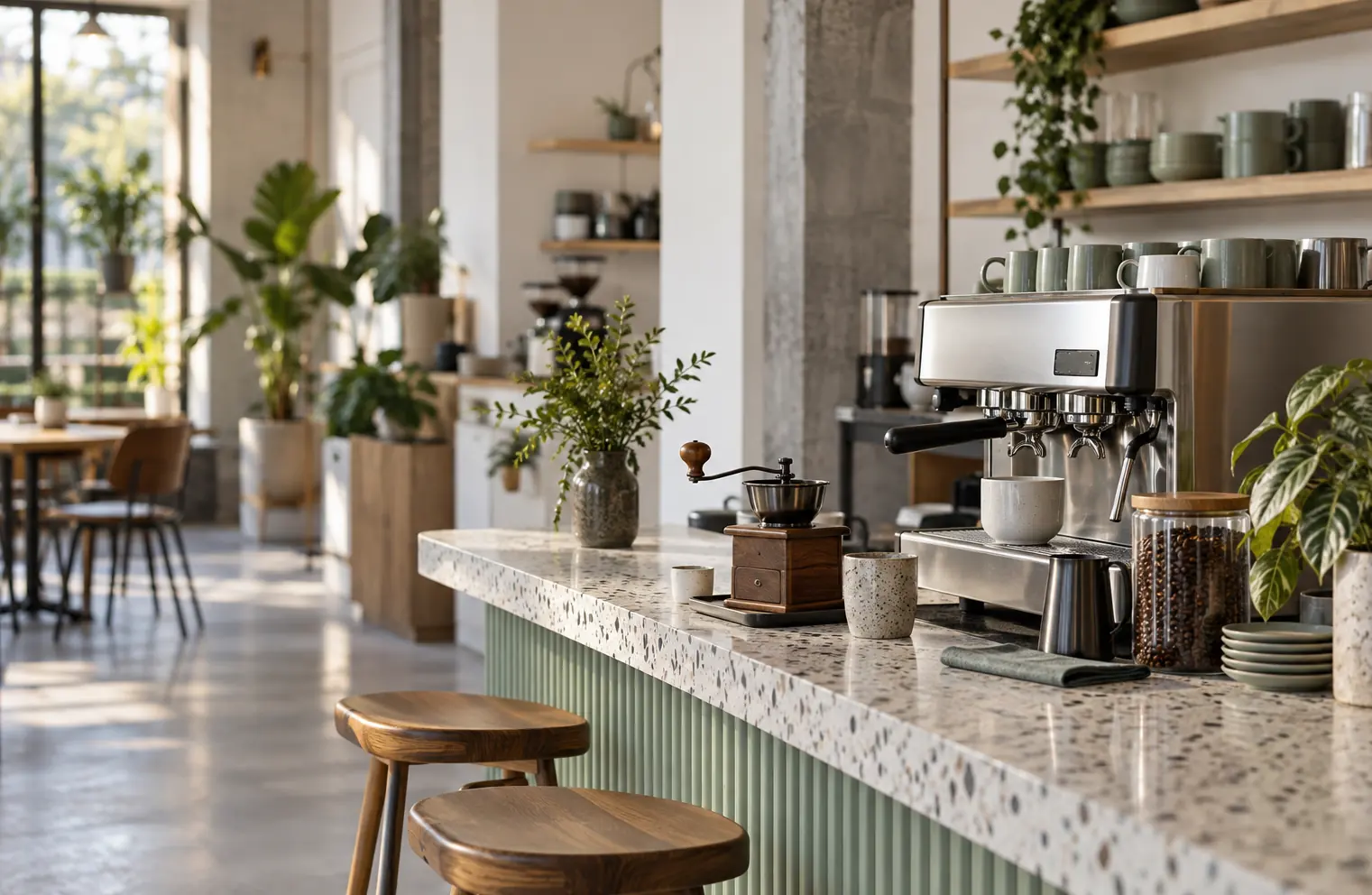 Illustration of cafés and their working space